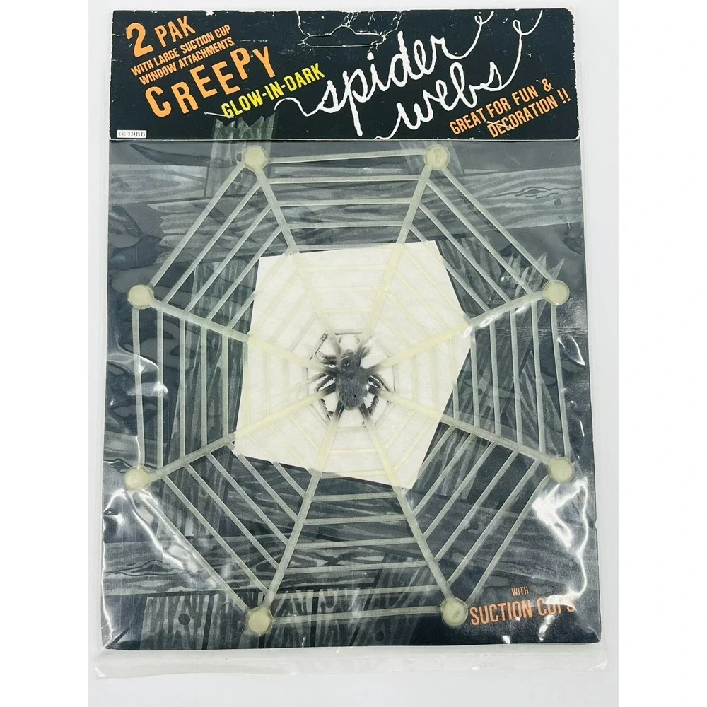 Arkin A-OK Toys NOS Glow-in-the-Dark Spider Webs Suction Vintage 1988 3x 2 Packs